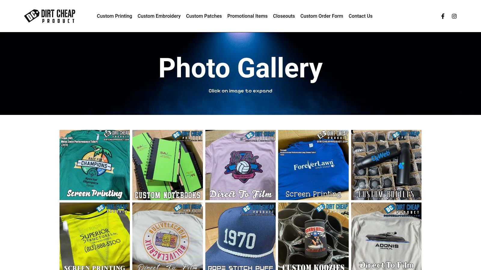 Screenshot from https://dirtcheapproduct.com/pages/photo-gallery